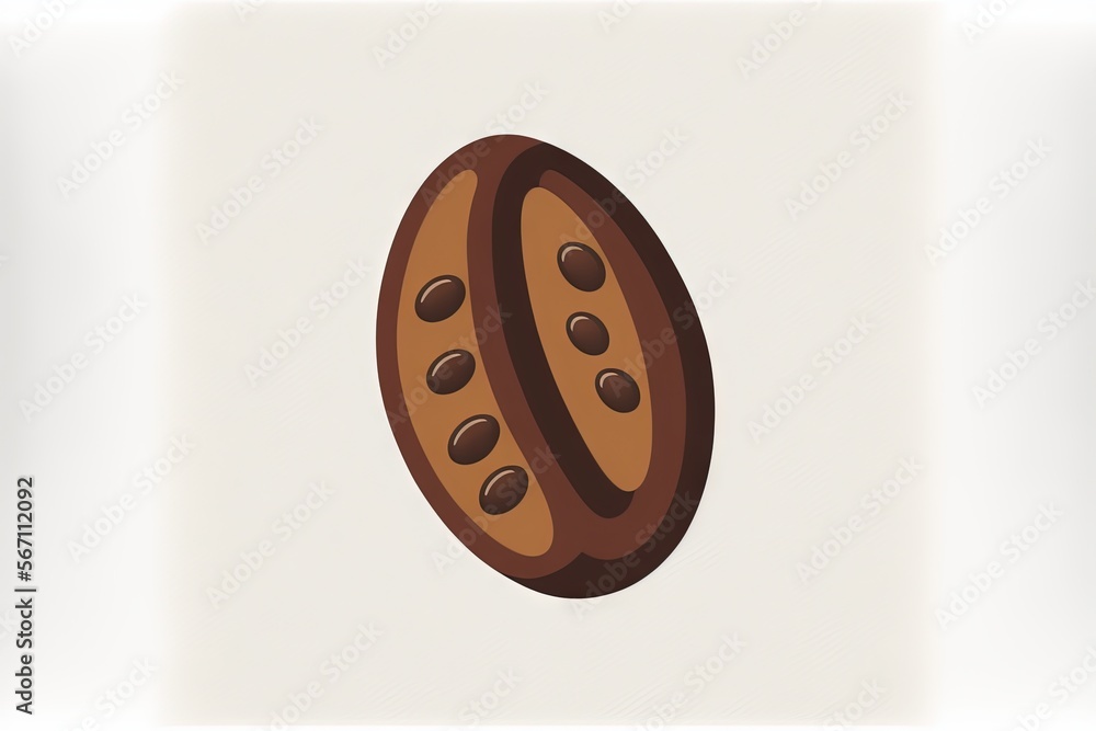 Poster a cookie with chocolate chips on it is shown in a flat style with a white background and a light col