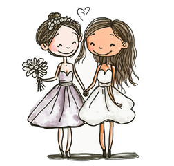 Happy lesbians celebrating their wedding with romance, a symbol of freedom and support for the LBGT community.