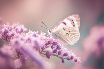 Butterfly Pollinates Wildflower - Generative Ai