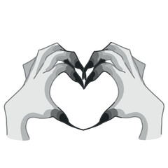 heart-shaped witch hands, Creepy Valentine clipart, Spooky Valentine, Pastel Goth digital stickers, Alternative Valentine day vector EPS10
