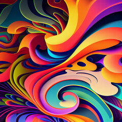 Multi-colored psychedelic abstraction 2d style. Generative AI.