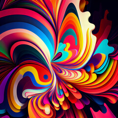 Multi-colored psychedelic abstraction 2d style. Generative AI.