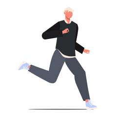 Businessman running, hurrying and rushing forward to aims and aspirations to succeed in life race. Flat vector illustration isolated on white background.