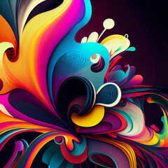 Multi-colored psychedelic abstraction 2d style. Generative AI.