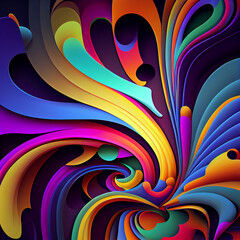 Multi-colored psychedelic abstraction 2d style. Generative AI.