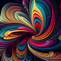 Multi-colored psychedelic abstraction 2d style. Generative AI.