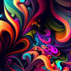Multi-colored psychedelic abstraction 2d style. Generative AI.