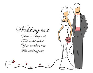 Vector illustrations sketch of wedding couple for invitation, greeting card design, inspiration poster.