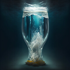 Glass of Water in the Ocean Depths generative ai
