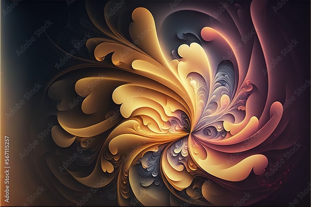 Aufkleber a computer generated image of a flower with many colors and shapes on it's petals and petals are yel