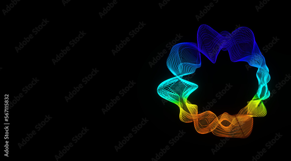 Poster futuristic colorful sphere of lines. network connection big data. abstract technology background. pl