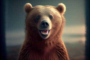 Bear with funny face. Generative AI