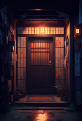 Entrance to the temple. AI generated art illustration. 
