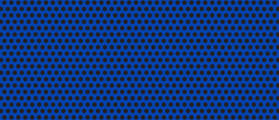 Black polka dot pattern on blue background. Straight dot pattern for backdrop and wallpaper template. Simple classic polka dot lines with repeat stripes texture. Polka background, vector illustration