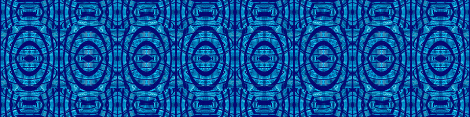 Geometric African pattern. Colorful and seamless decoration. Blue and navy blue colors. Iillustration