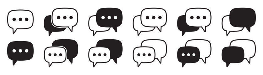 Chat icons vector isolated element. Set of talk bubble speech signs. Blank bubbles vector icons. Message vector icons.