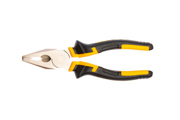 Obraz premium Pliers. Yellow and black pliers isolated on white background.