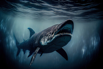 Naklejka premium Mosasaurus dinosaur, Generative AI