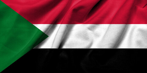 3D Flag of Sudan satin