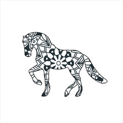 vector hand drawn animal mandala illustration