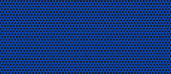 Black polka dot pattern on blue background. Straight dot pattern for backdrop and wallpaper template. Simple classic polka dot lines with repeat stripes texture. Polka background, vector illustration