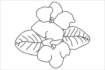 Violets is drawn with a black outline, it is intended for cards, tattoos, fabric and clothes printing, coloring, labels, Valentine, March 8 and you can use it in different cases.