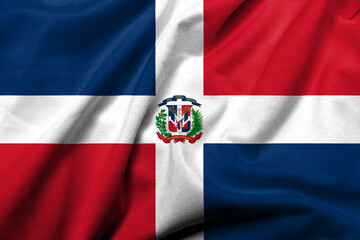3D Flag of the Dominican Republic satin