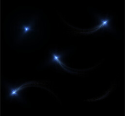 The magical twinkling of a blue comet png or a star hovering freely in a dark space. Curl line light effect mysterious.