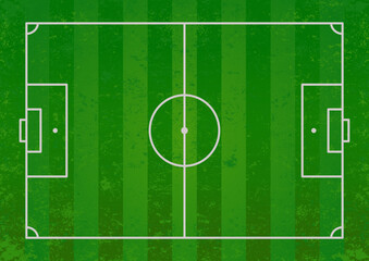 Football field, soccer field, Green grass field background. Vector illustration © KR Studio