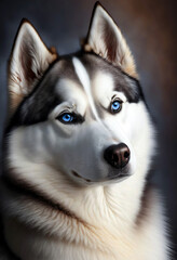 Obraz premium Husky dog mans best friend with beautiful blue eyes digital art 