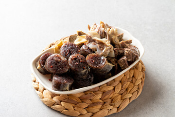 Korean food dishes Sundae Pork Intestines