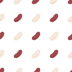Kidney white and red beans seamless simple pattern. Kidney beans vector background.