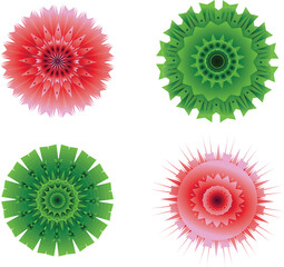 A set of red and green decorative elements. Vector file for designs.