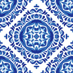 Cobalt blue azulejo portuguese decorative mosaic element stylization