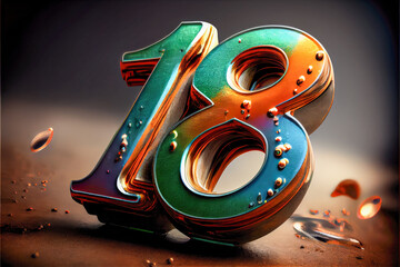 number 18 on isolated background 