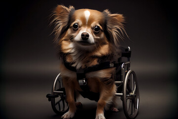 Glücklicher Hund im Rollstuhl - Generative Ai