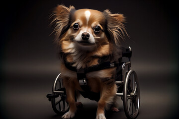 Glücklicher Hund im Rollstuhl - Generative Ai