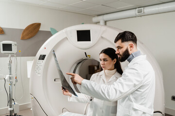 CT Computed tomography scan procedure to obtain detailed internal images of body and research on...