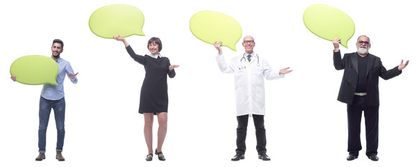 group of successful business people with comments