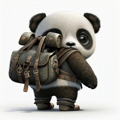 Adventures Await: Cute Panda Cartoon Character Backpack - AI Generated