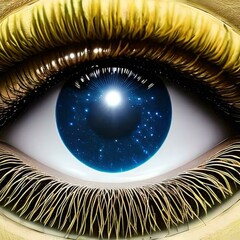 An eye with the universe in the pupil