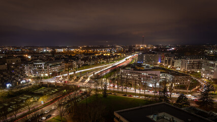 Cityscape at night In Strasbourg in France on January 2023