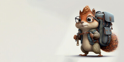 Adventures Await: Cute Squirrel Cartoon Character Backpack - AI Generated