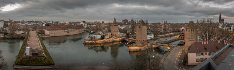 Fototapeta premium Cityscape at night In Strasbourg in France on January 2023