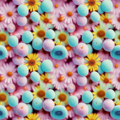 Fototapeta na wymiar Seamless texture of multi-colored daisies, pastel colors
