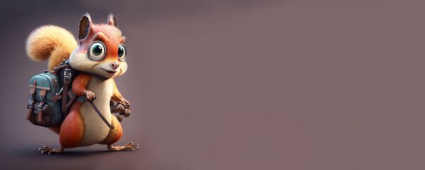 Adventures Await: Cute Squirrel Cartoon Character Backpack - AI Generated