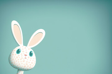 cartoon of white bunny with blue background, ai generated