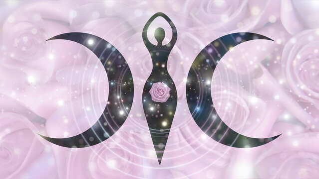 Goddess Symbol on Roses background 3d illustration, Cover Image, Thumbnail