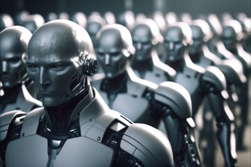 crowd of androids - ai-generated