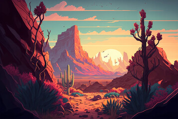 Beautiful landscape with big Mountains and Valleys created using Generative AI technology - Landscape, Digital art, Concept art, Comics